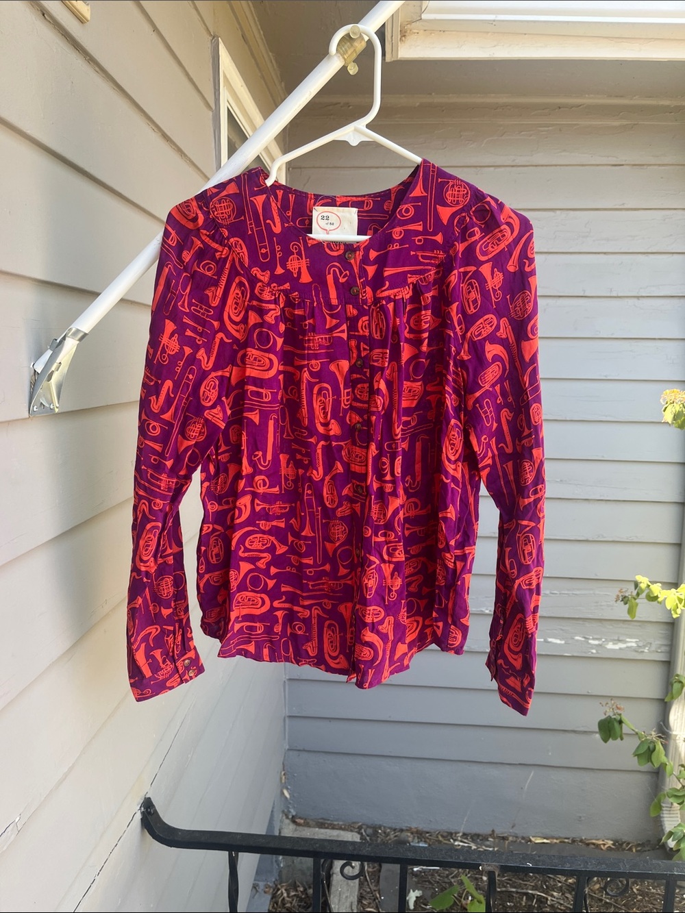 Anthropologie Purple and Orange Button-Down Top